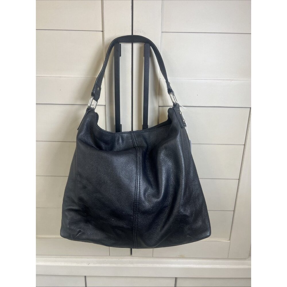 Kooba Classic Black Genuine Leather Hobo Style Tote Bag Hand Bag - Picture 2 of 16